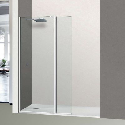 Pare douche fixe avec déflecteur Droit en verre sécurité ép 6mm - L(73+32)105xH195 cm - blanc - SUPERBAN Alsace Sport