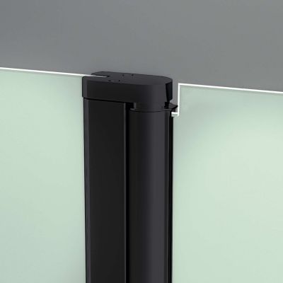 Pare douche fixe avec déflecteur Droit en verre sécurité ép 6mm - L(73+32)105xH195 cm - noir mat - SUPERBAN Alsace Sport