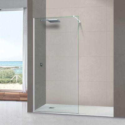 Pare douche fixe en verre sécurité ép 8mm - L.120xH.195 cm - profilé blanc mat - SUPERBAN Mont Blanc CC