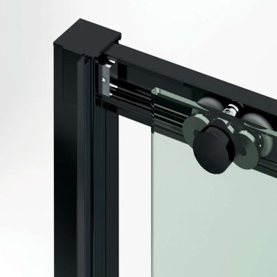 Pare douche porte coulissante DROITE en verre ép 6mm L100/104xH195 cm - profilé noir mat - SUPERBAN Vézannes 2P