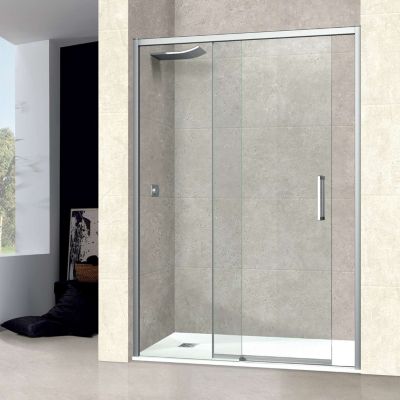 Pare douche porte coulissante DROITE en verre ép 6mm L116/120xH195 cm - profilé chrome - SUPERBAN Vézannes 2P