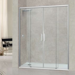 Pare douche portes coulissantes en verre ép 6mm L148/152xH195 cm - profilé chrome - SUPERBAN Vézannes 4P