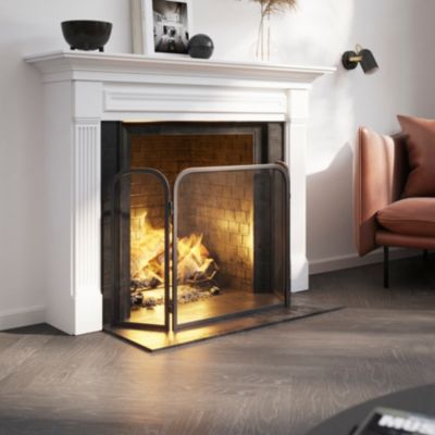 Pare-feu 3 volets en acier noir GoodHome Stoss L.96.5 x l. 53 cm