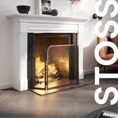 Pare-feu 3 volets en acier noir GoodHome Stoss L.96.5 x l. 53 cm