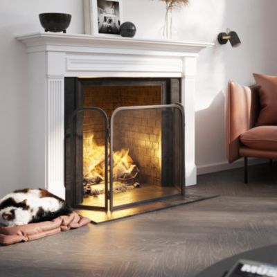 Pare-feu 3 volets en acier noir GoodHome Stoss L.96.5 x l. 53 cm
