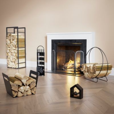 Pare-feu 3 volets en acier noir GoodHome Stoss L.96.5 x l. 53 cm