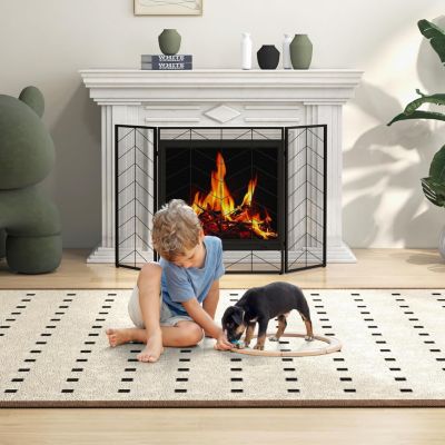 Pare-feu de cheminée à 3 panneaux avec protection contre