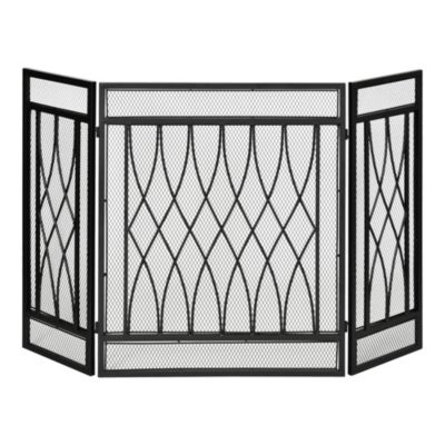 Pare-feu large pour cheminée ou poêle - pare-étincelles - barrière de sécurité - 3 volets pliables - métal noir