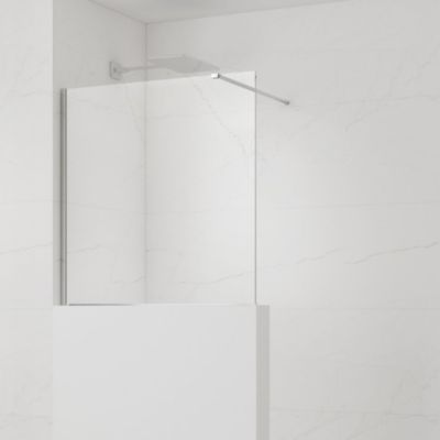 Pare-muret 100x100cm Paroi en verre Crystal Glass 8 mm anticalcaire, avec bras et profilés chrome brillant (SATBWIS100PR)