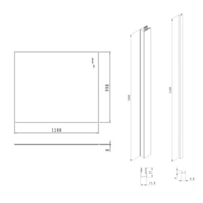 Pare-muret 120x100cm Paroi en verre Crystal Glass 8 mm anticalcaire, avec bras et profilés noir mat (SATBWIS120PRC)