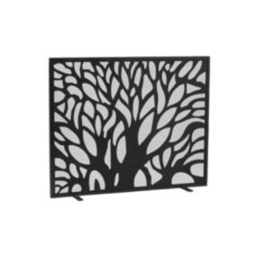 Parefeu de cheminée en métal noir Arbre