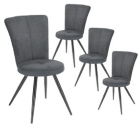 PARIL - Lot de 4 Chaises Matelassées Grises