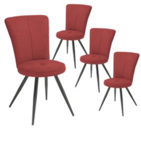 PARIL - Lot de 4 Chaises Matelassées Rouges