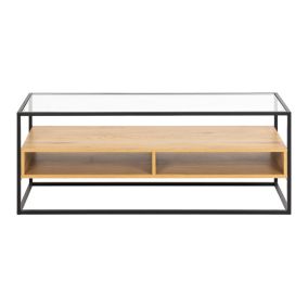 Parker - meuble TV - bois, verre et métal noir - 120 cm - Lisa Design