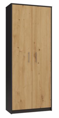 PARLA - Armoire moderne - 6 étagères - 180x74x35 cm - ANTHRACITE & CHÊNE