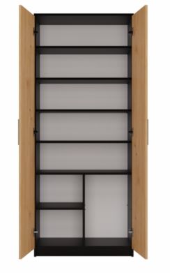 PARLA - Armoire moderne - 6 étagères - 180x74x35 cm - ANTHRACITE & CHÊNE