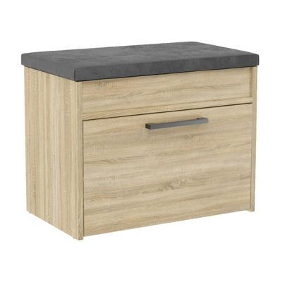 PARMI - Meuble à chaussures style scandinave - Banc avec rangement - 60x35x49 cm - CHÊNE SONOMA