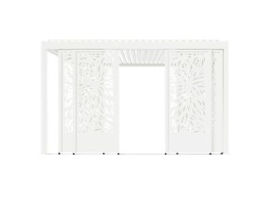 Paroi coulissante effet feuillage façade 4 m blanc RAL 9010 pour pergola Salto Alumin'home