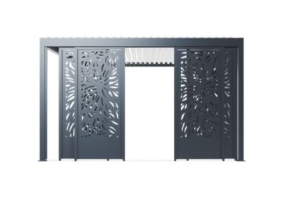 Paroi coulissante effet feuillage façade 4 m gris foncé RAL 7016 pour pergola Salto Alumin'home