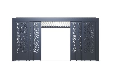 Paroi coulissante effet feuillage façade 5 m gris foncé RAL 7016 pour pergola Salto Alumin'home