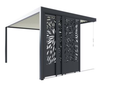 Paroi coulissante effet feuillage latérale 3 m gris foncé RAL 7016 pour pergola adossée Salto Alumin'home