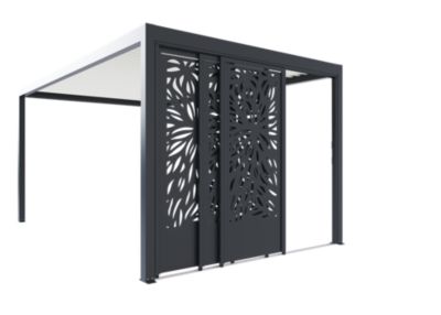 Paroi coulissante effet feuillage latérale autoportante / façade 3 m gris foncé RAL 7016 pour pergola Salto Alumin'home
