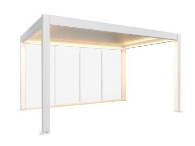 Paroi coulissante latérale pour pergola bioclimatique blanche en verre, blanc Biohort 4m