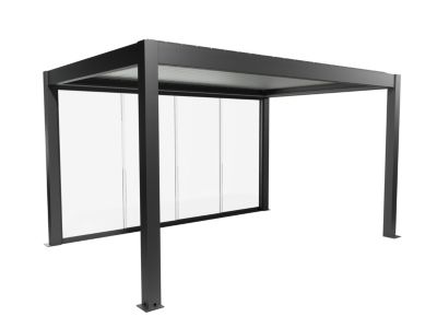 Paroi coulissante latérale pour pergola bioclimatique en verre, gris foncé Biohort 4m