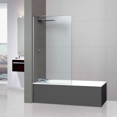Paroi de baignoire fixe en verre sécurité transparent ép 6mm anti calcaire, L120 x H147 cm, chrome, SUPERBAN Mont Blanc CC