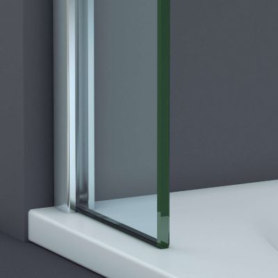 Paroi de baignoire fixe en verre sécurité transparent ép 6mm anti calcaire, L120 x H147 cm, chrome, SUPERBAN Mont Blanc CC