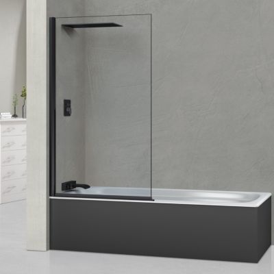 Paroi de baignoire fixe + pivotant droit en verre sécurité ép 6mm anti ...