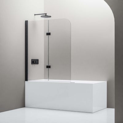 Paroi de baignoire verre 6mm Vitre Parre baignoire - NT209 - 120cmx140cm - Noir mat