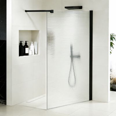 Paroi de douche 100x200 en verre ondulé 8mm avec barre de renfort 140 — free download