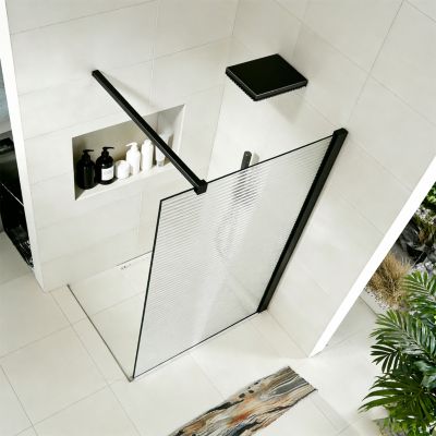 Paroi de douche 100x200 en verre ondulé 8mm avec barre de renfort 140 — free download