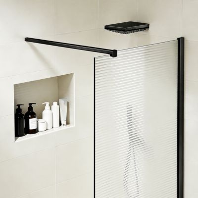 Paroi de douche 100x200 en verre ondulé 8mm avec barre de renfort 140 — free download