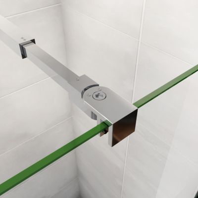 paroi de douche 120x190cm,6mm verre anticalcaire avec bandes horizontales sérigraphiées,barre de fixation extensible 73-120cm