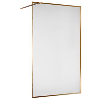 Paroi de douche 120x200 cm verre anticalcaire 6mm avec barre de fixation et cadre complet aluminium Cuivre Brossé ESSEBAGNO Square
