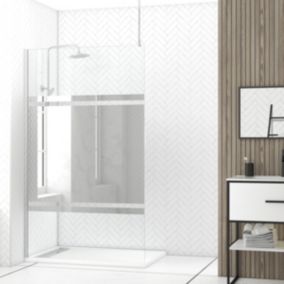 Paroi de Douche 120x200cm Miroir - Profilé + Barre Plafond Finition Chrome - FREEDOM 2 MIRROR