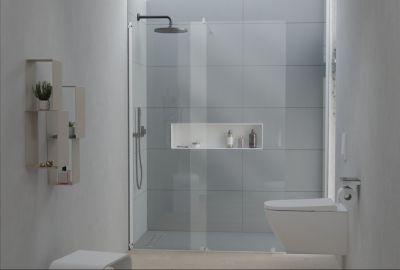 Paroi de douche 195x140cm en verre claire 8mm, Cabine de douche porte coulissante - NT101