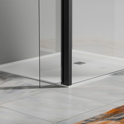 Paroi de Douche 30x200 cm avec Retour Pivotant 40x200 cm Barre Extensible 73-120 cm Aluminium Noir Mat