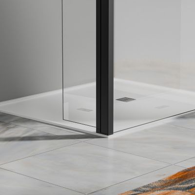 Paroi de Douche 30x200 cm avec Retour Pivotant 40x200 cm Barre Extensible 73-120 cm Aluminium Noir Mat