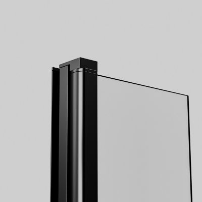 Paroi de Douche 30x200 cm avec Retour Pivotant 40x200 cm Barre Extensible 73-120 cm Aluminium Noir Mat