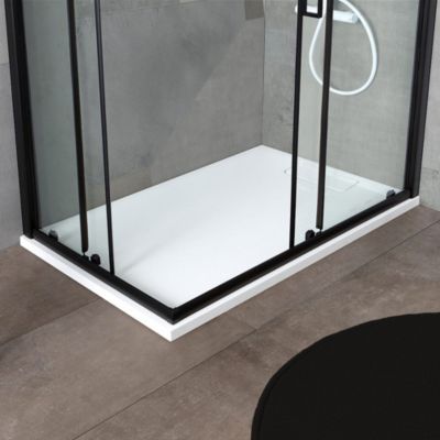 Paroi De Douche 80X120 Profil Noir Mat Verre Clair - City