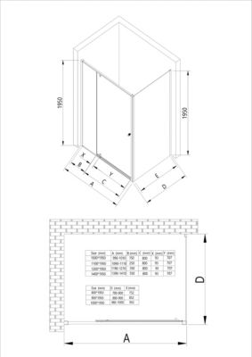 Paroi de douche 80x140cm Noire mat en verre 6mm Parre douche angle portes pliantes sur panneau - NT606 FLEX