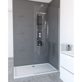 Paroi de Douche 80x200cm - Verre Trempé Transparent 8mm - Profilé Chrome - FREEDOM 2 CHROMED