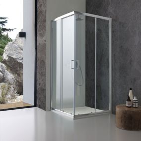 Paroi De Douche 80X80 Transparente Portes Coulissantes Profilés Chromés - Giada