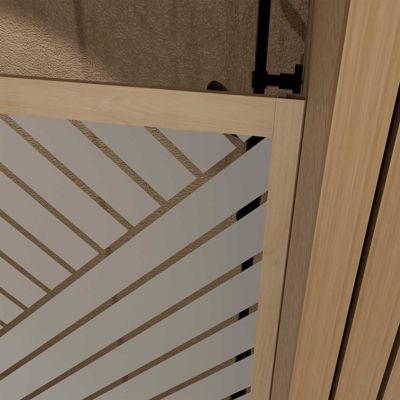 Paroi de douche 90x200 HINATA - Style Japandi Geometrique - Cadre Effet Bois - Verre 6mm