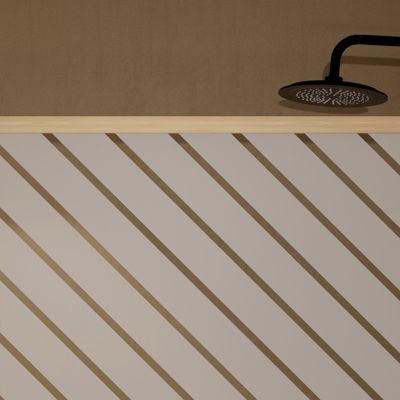 Paroi de douche 90x200 HINATA - Style Japandi Geometrique - Cadre Effet Bois - Verre 6mm