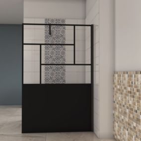 paroi de douche 90x200cm,avec une barre de fixation 90cm,en 8mm verre anticalcaire,Paroi douche italienne,Conception et intimité