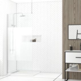 Paroi de Douche 90x200cm Dépolie - Profilé + Barre Plafond Finition Chrome - FREEDOM 2 FROSTED